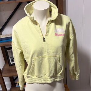 Kids Roots Light Yellow Half-Zip Pullover